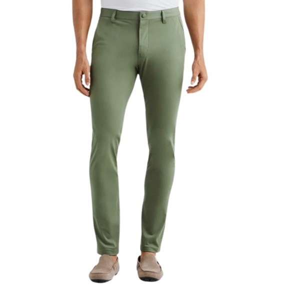 RHONE Khaki Commuter Pants Slim Fit Performance Stretch Tech Green Men’s 35 - Picture 1 of 7
